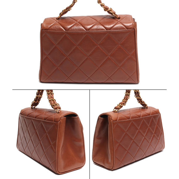 Chanel Handbag Handle Brown Matelasse Chain Top - Picture 1 of 7